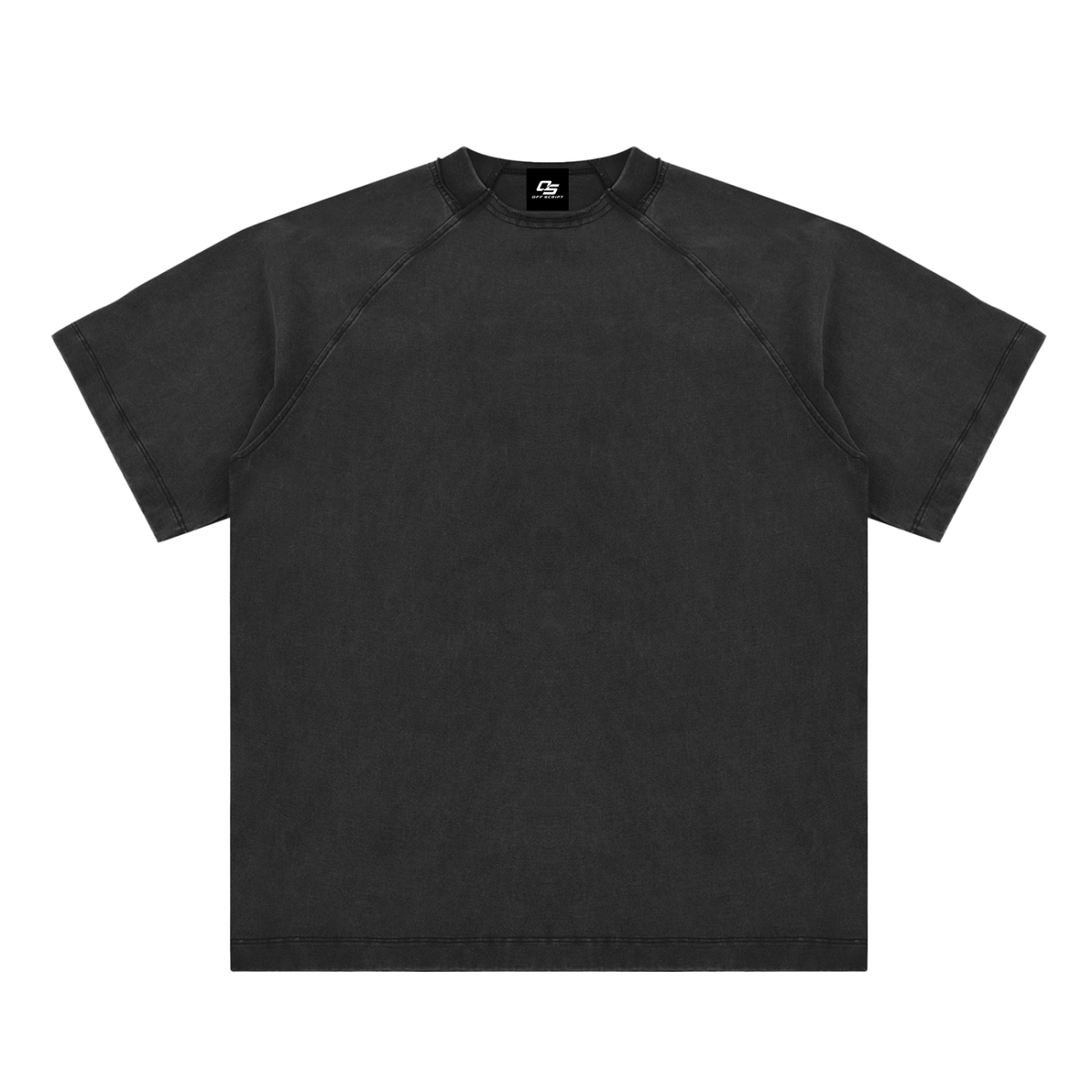 Black Unisex vintage-washed raglan cotton T-shirt front view
