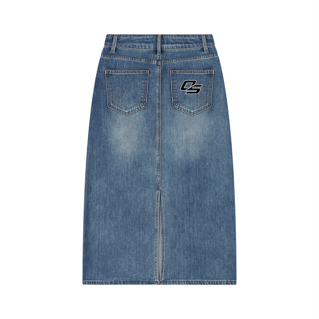 Off Script Women’s Vintage-Wash Denim Skirt