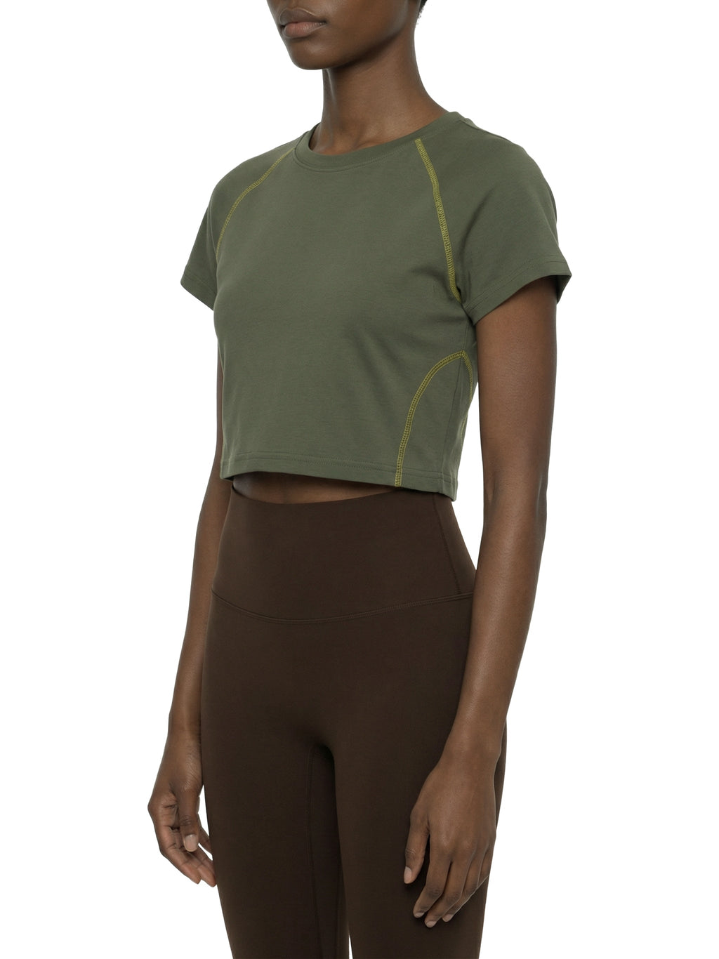 Women's Contrast Stitch Raglan Crop T-Shirt