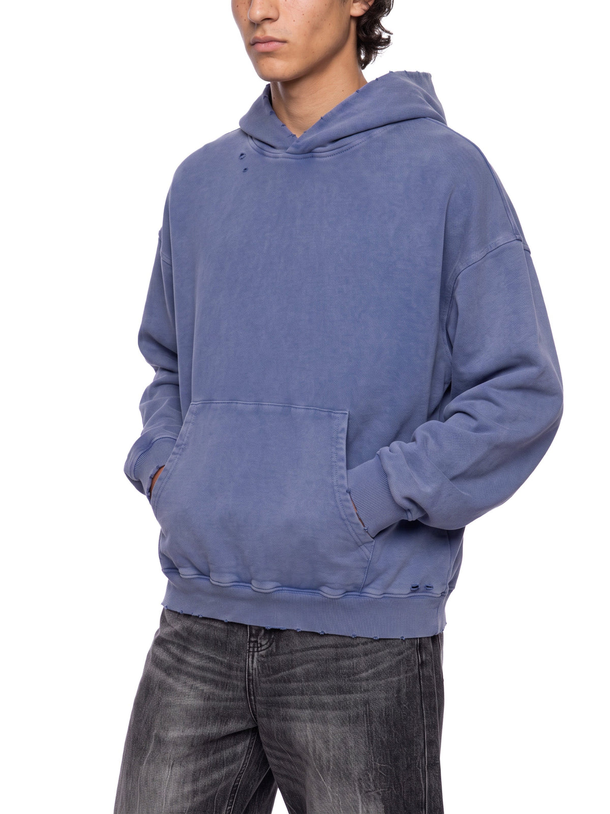 Unisex Mineral Wash Distressed Hoodie
