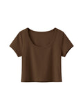 Women's Solid Color Slim Crop T-Shirt