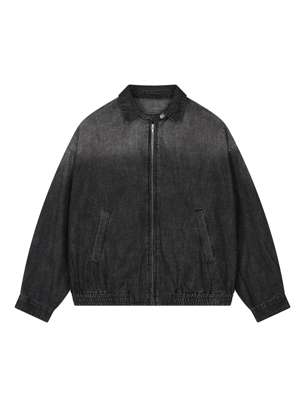 Unisex Vintage Wash Full-Zip Denim Jacket
