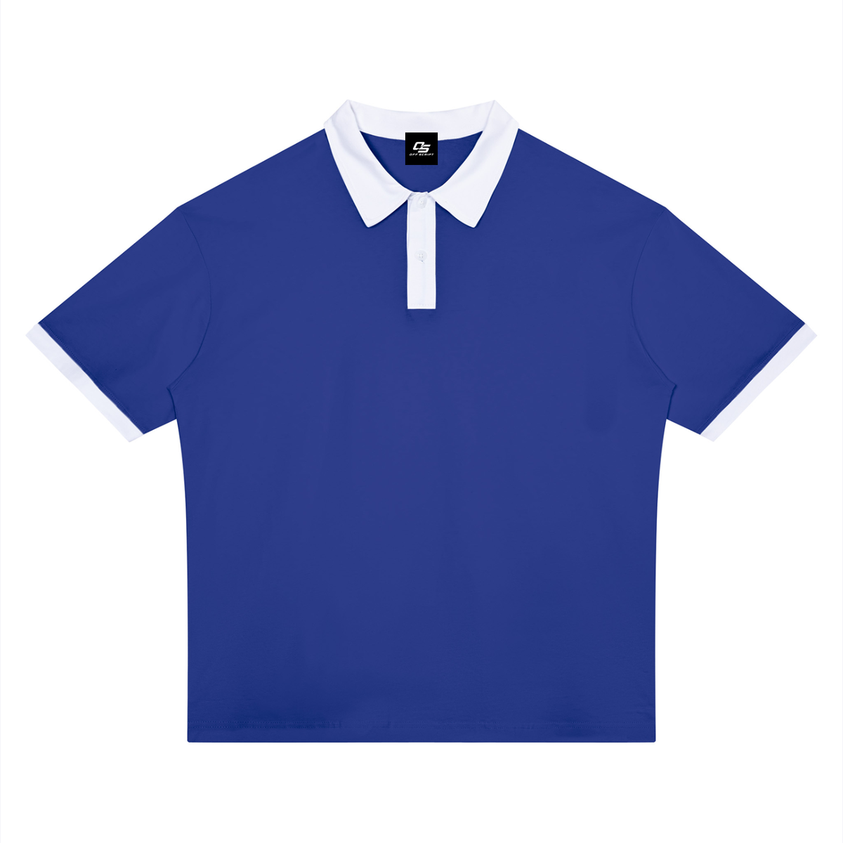 Klein Blue with White Unisex Color Block Polo Shirt front product view