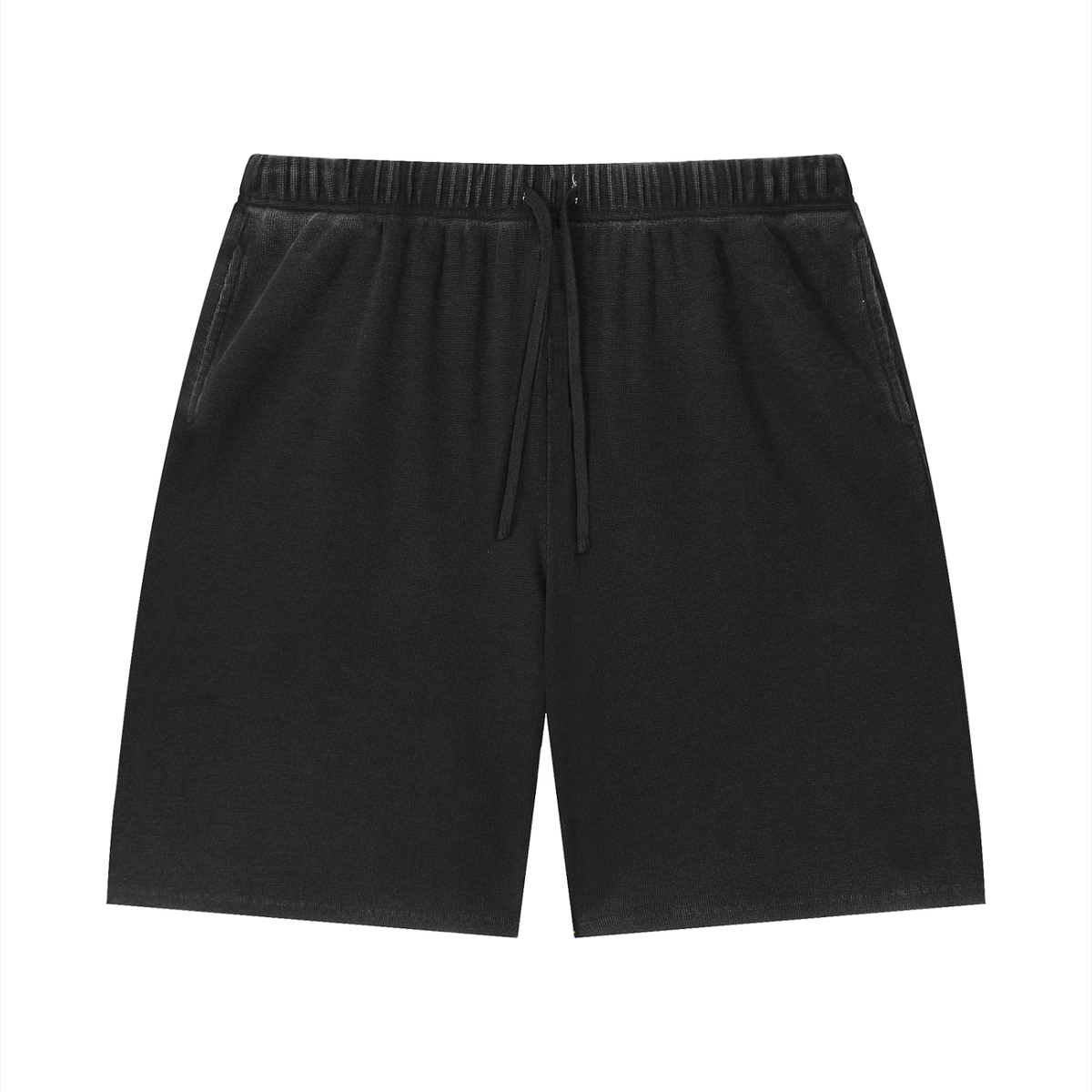 Unisex Vintage Wash Waffle Raw Hem Shorts