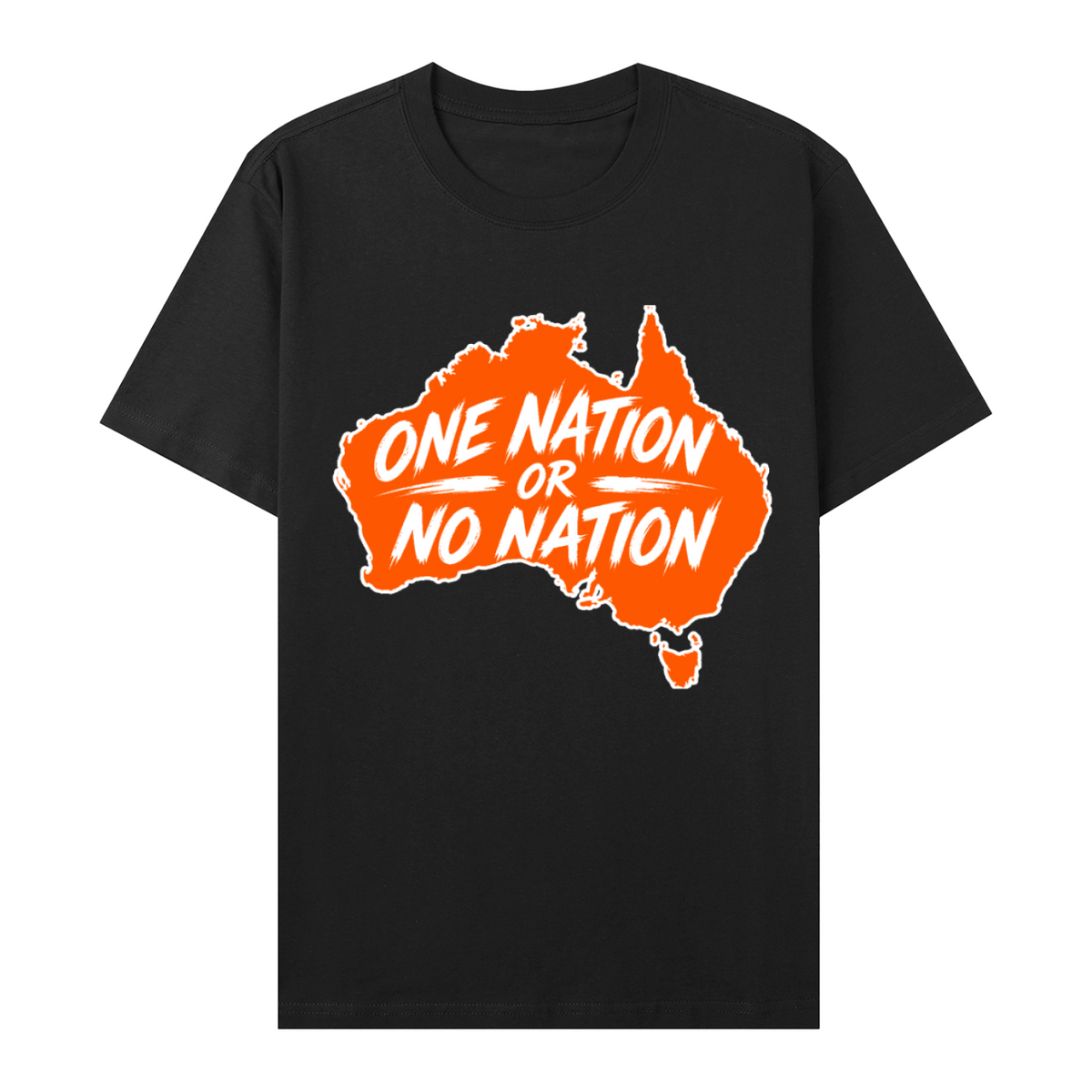 One Nation Essential Cotton T-Shirt - Black front 3D mockup