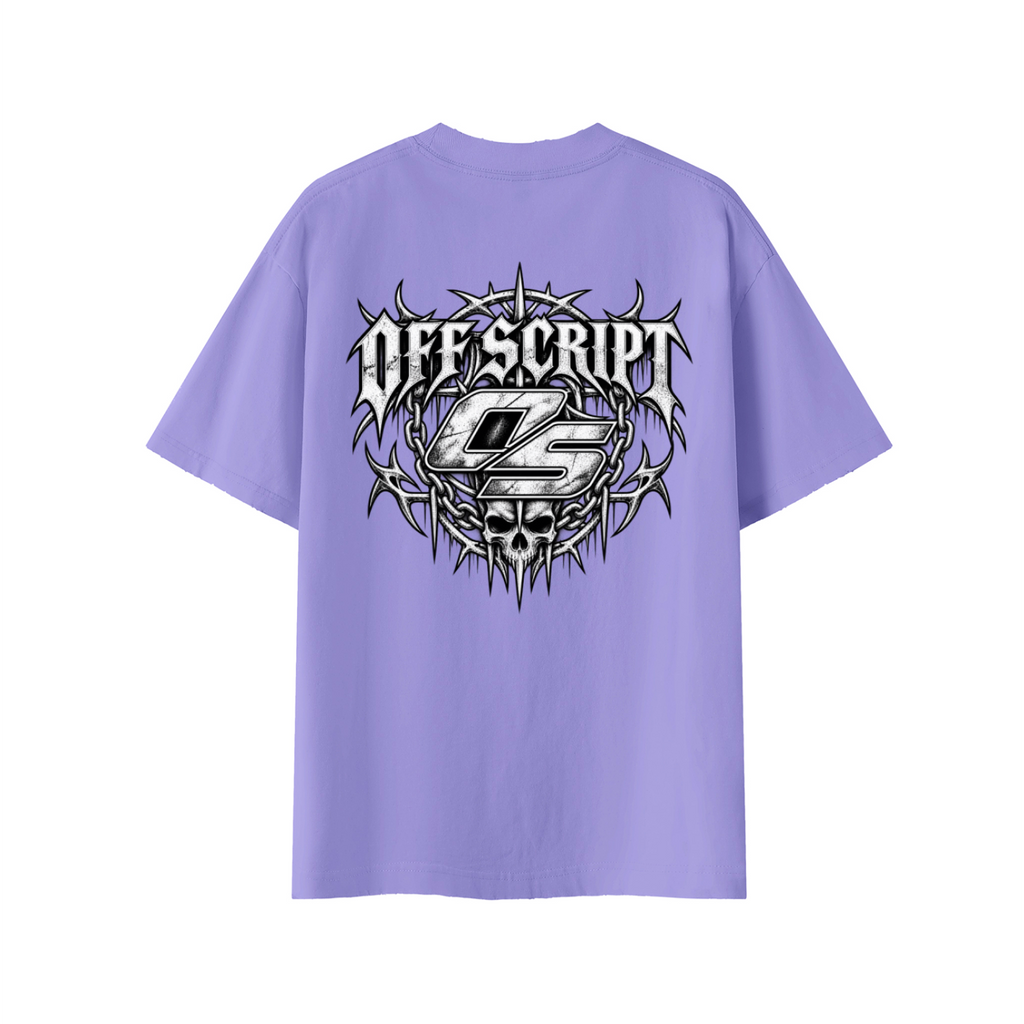Off Script Gothic Skull Vintage Wash Distressed T-Shirt