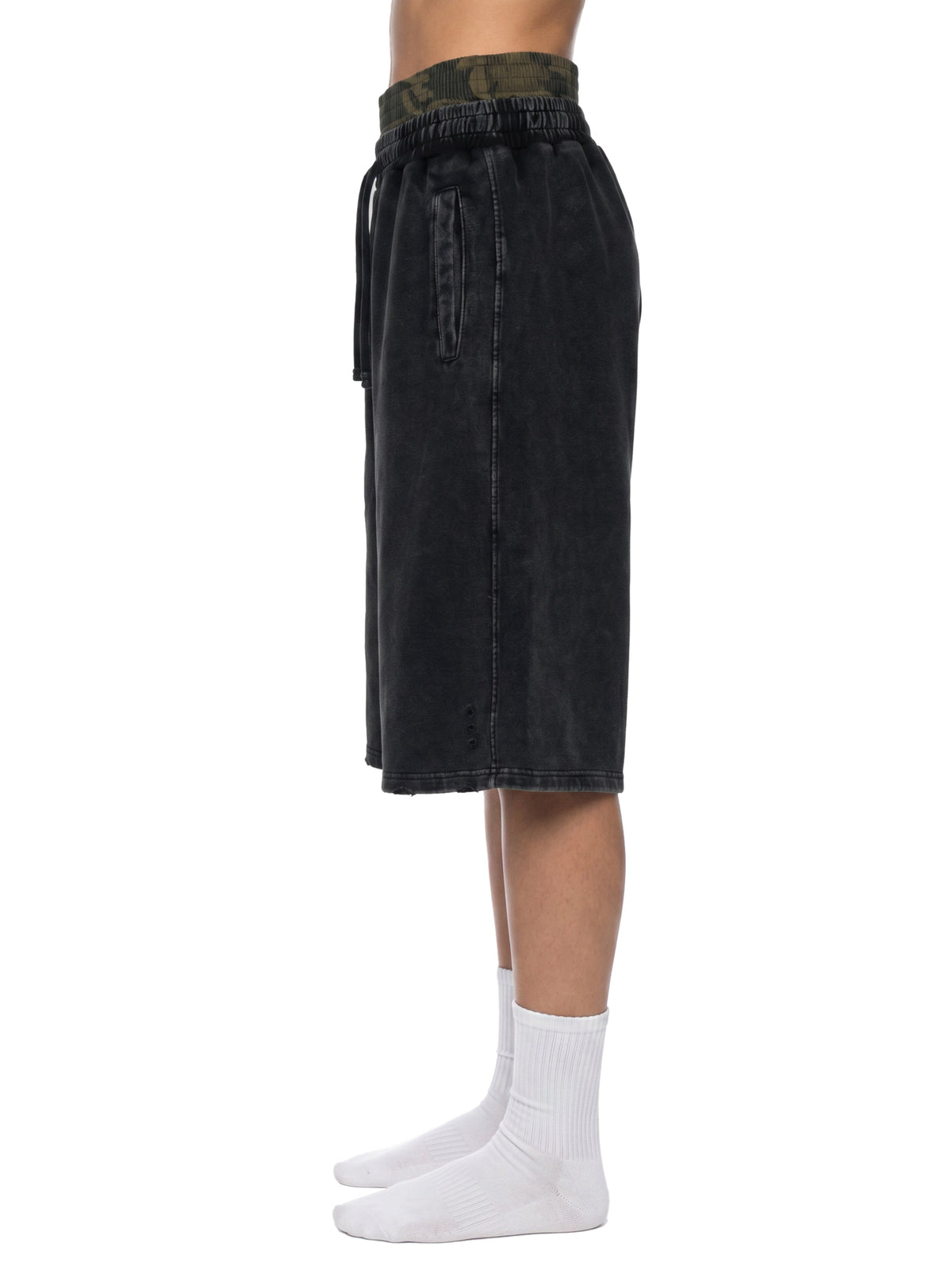Unisex Vintage Wash Distressed Wide-Leg Shorts