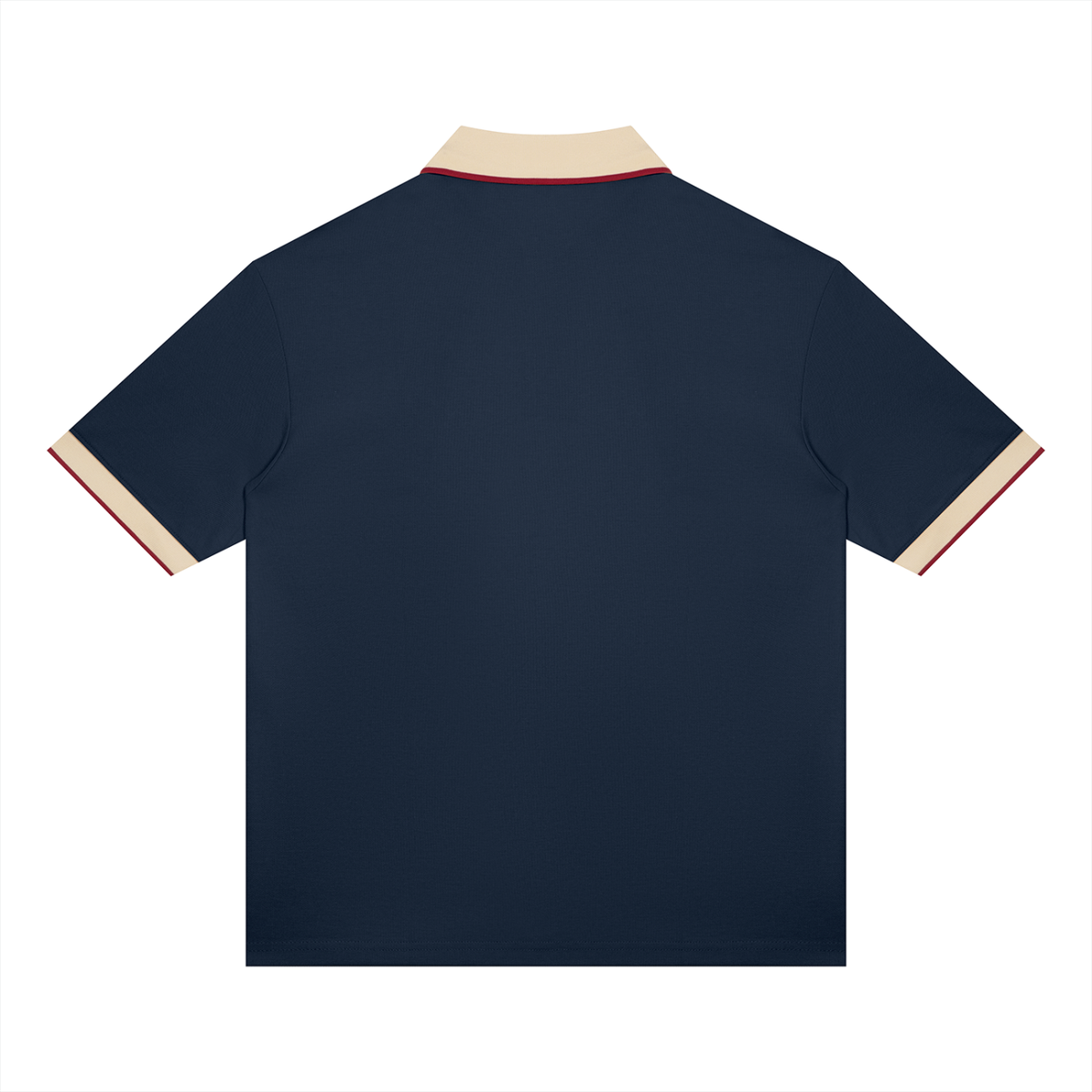 Navy Blue with Apricot Unisex Color Block Polo Shirt back product view
