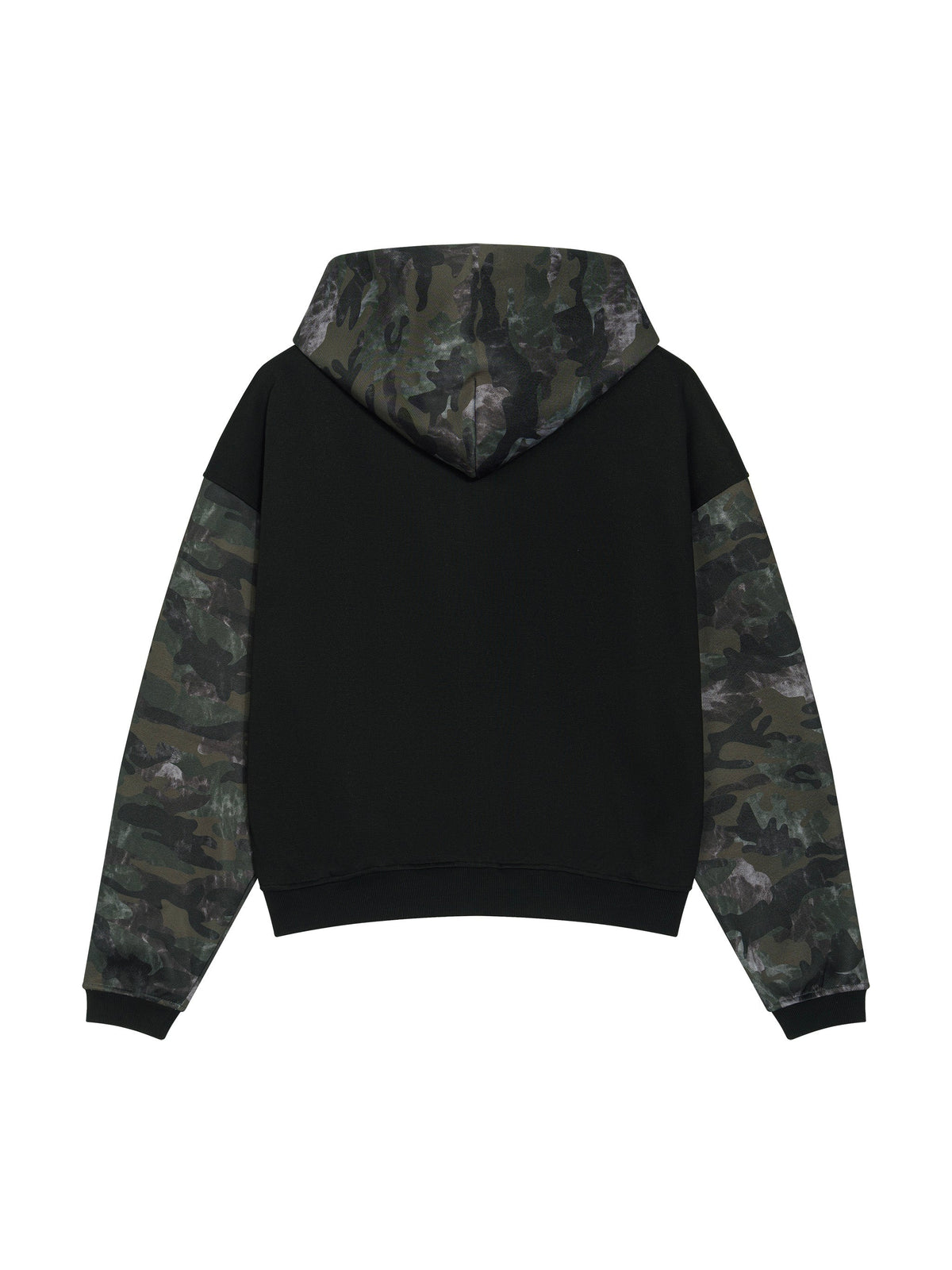 Unisex Colorblock Camo Full Zip Boxy Hoodie