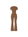 Women’s Tight Flared Leg Quarter-Zip Jumpsuit