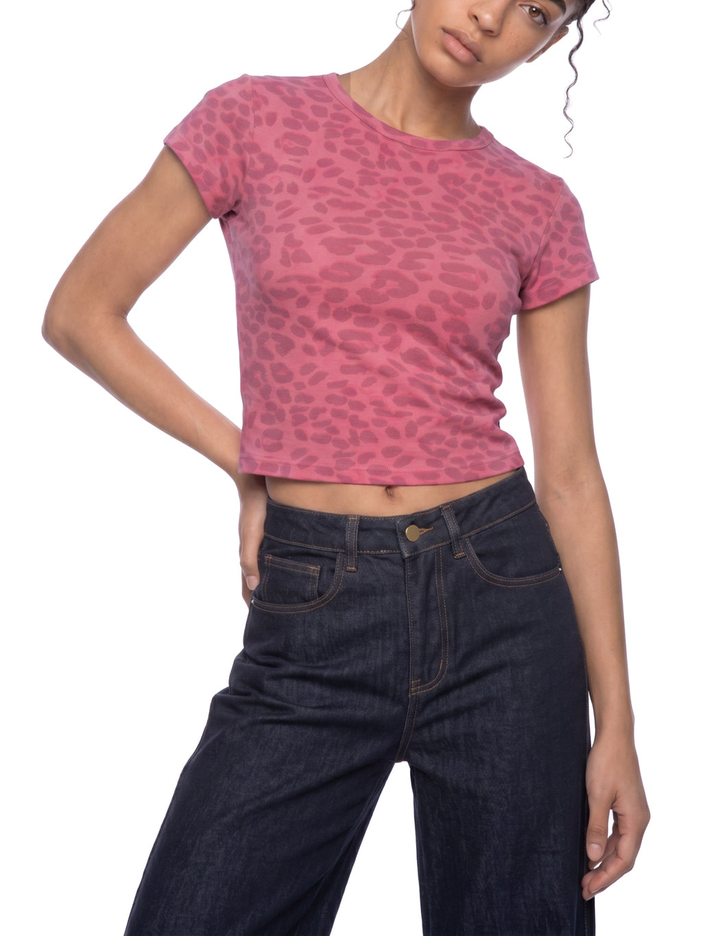 Women’s Leopard Print Crop T-Shirt