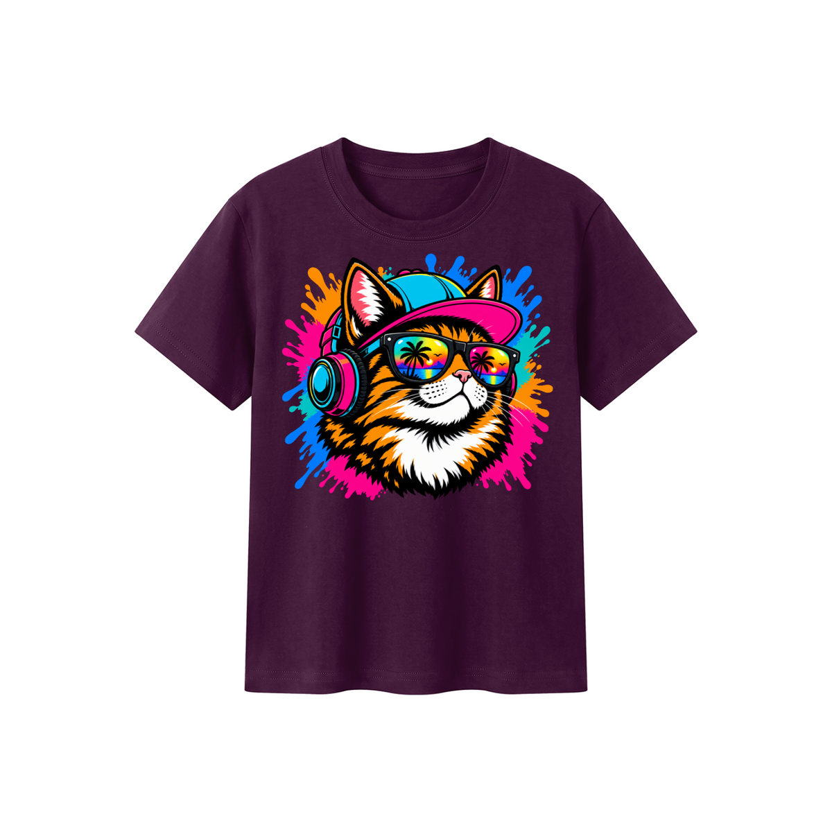 DJ Cat Kids' Crewneck Short-Sleeve T-Shirt