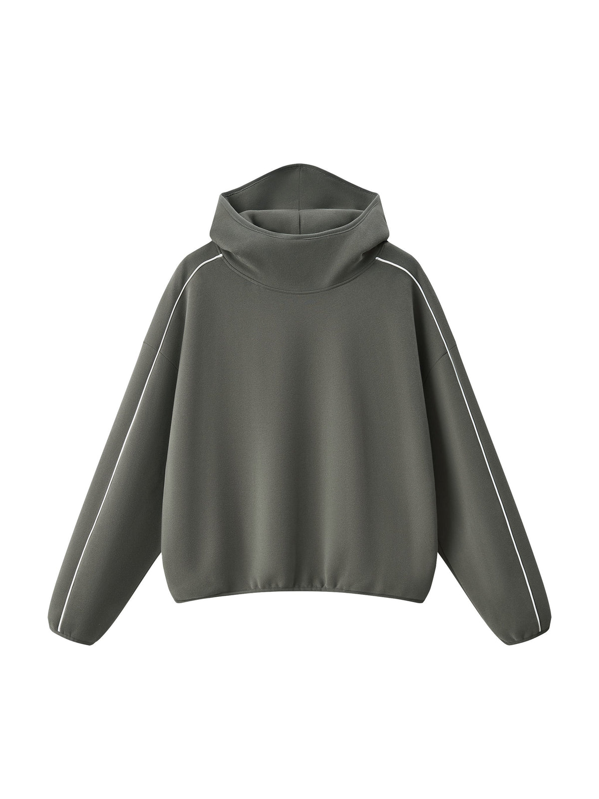 Unisex Boxy Piping Fleece Hoodie