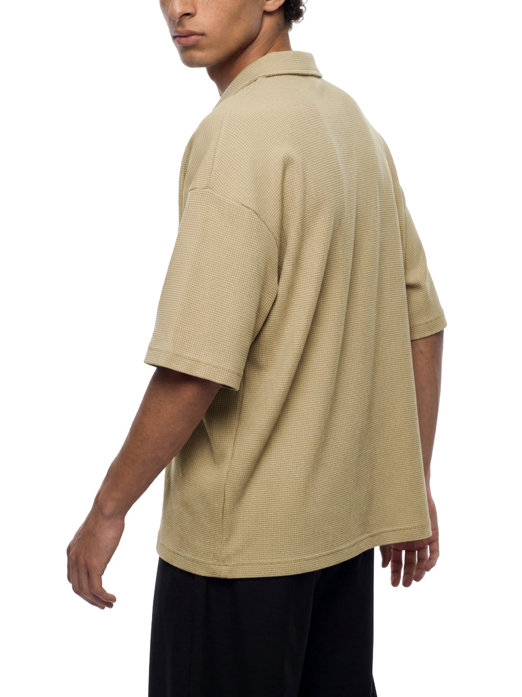 Unisex Vintage Wash Waffle Boxy Polo Shirt