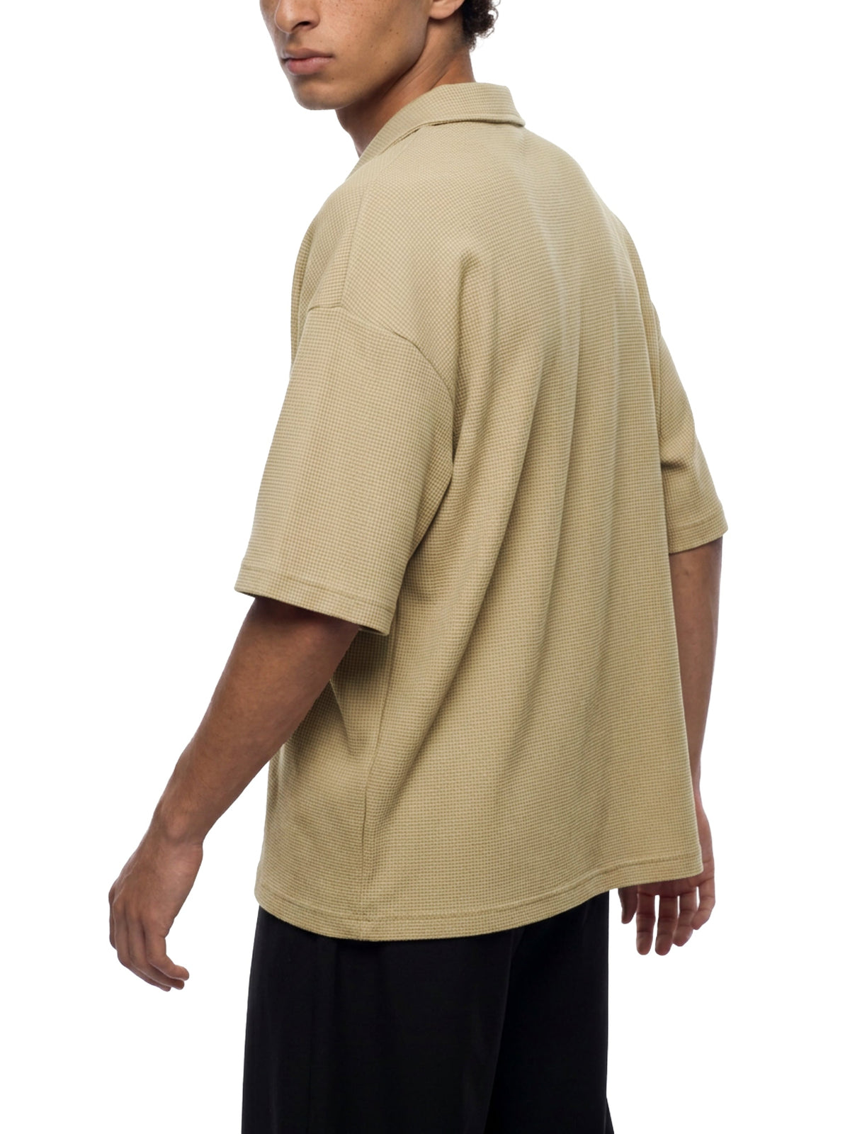 Unisex Vintage Wash Waffle Boxy Polo Shirt