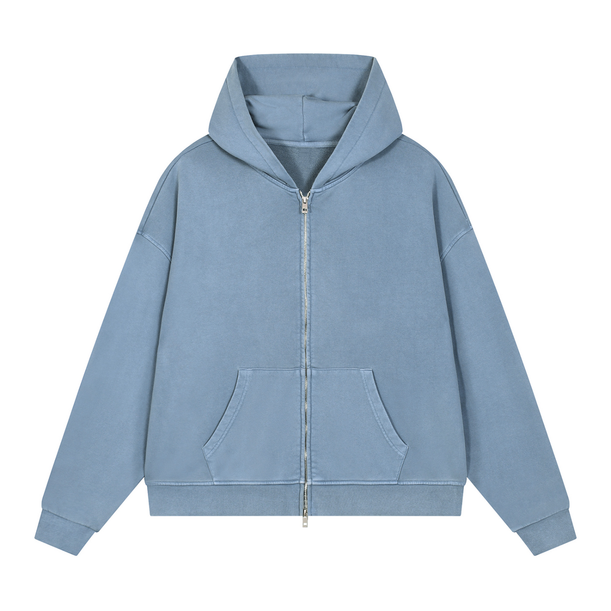Off Script Gothic Skull Vintage Wash Full Zip Boxy Hoodie