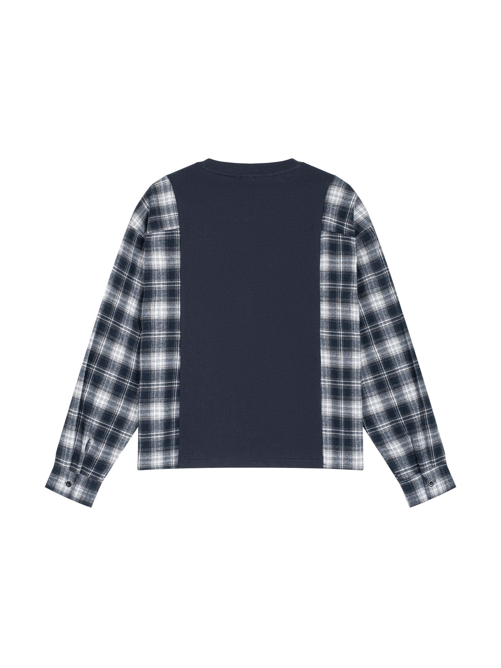 Unisex Plaid Panel Long Sleeve T-Shirt