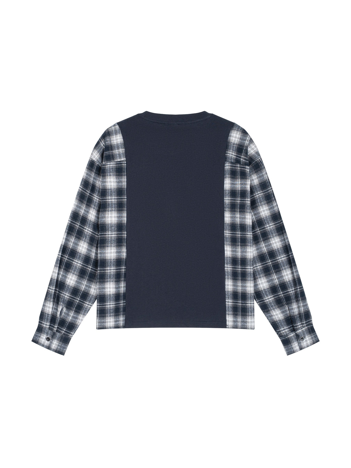 Unisex Plaid Panel Long Sleeve T-Shirt