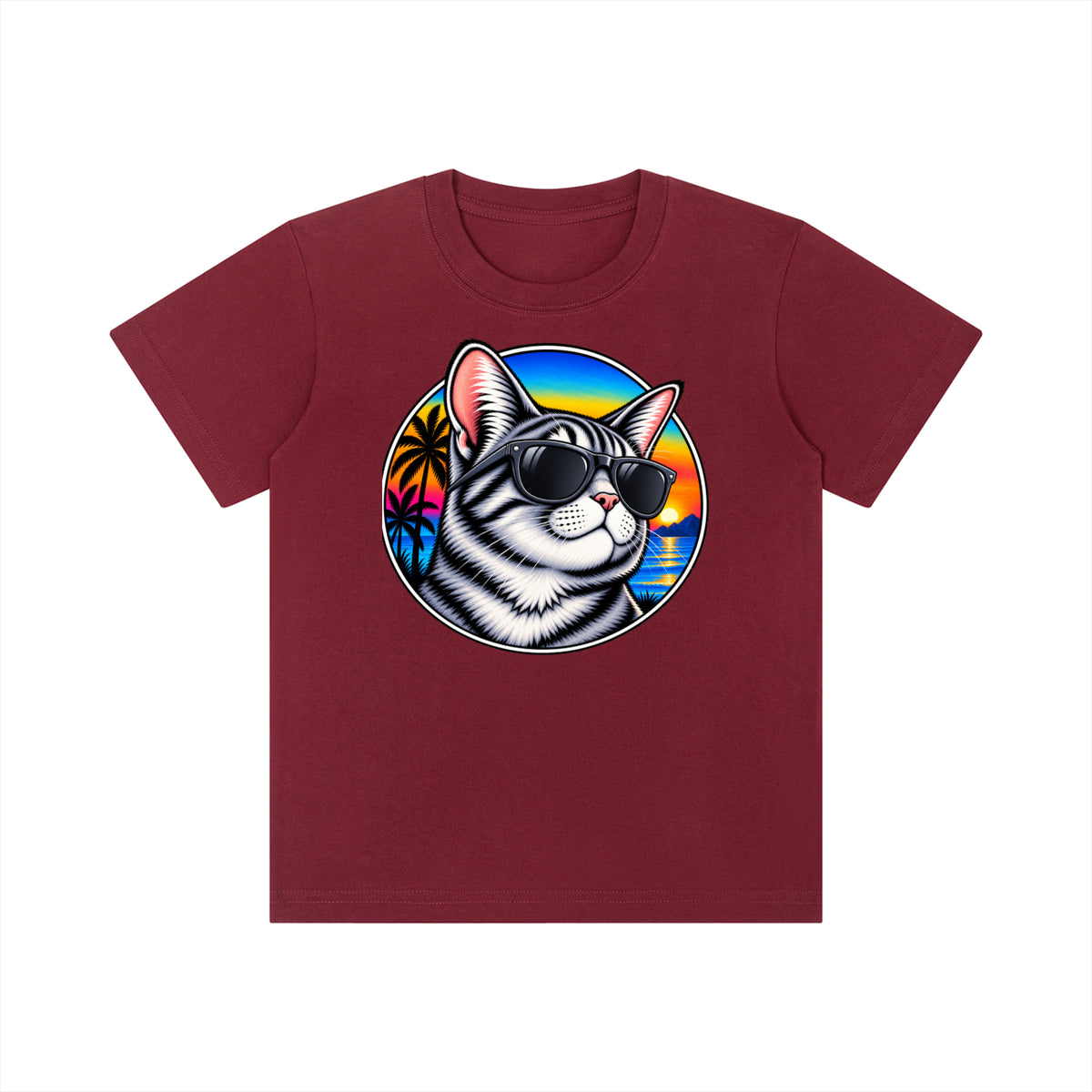 Cat Sunset Kids' Crewneck Short-Sleeve T-Shirt