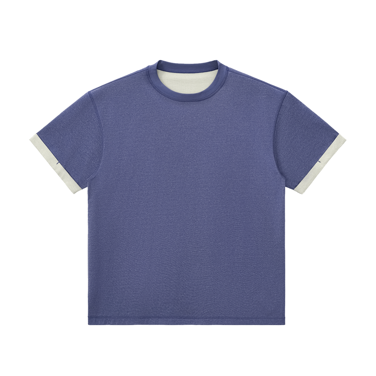 Midnight Blue Unisex Contrast-Cuff T-Shirt front view