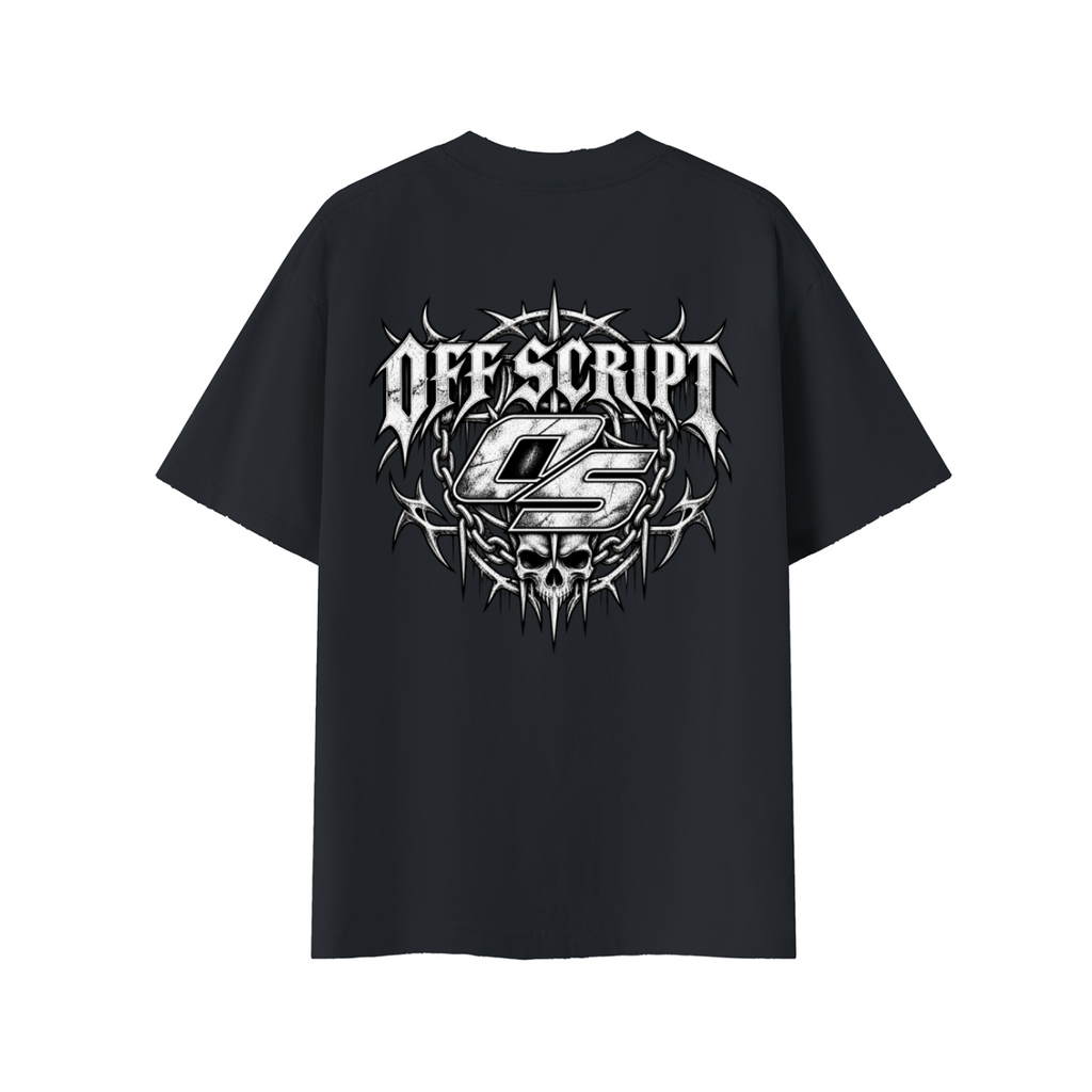 Off Script Gothic Skull Vintage Wash Distressed T-Shirt