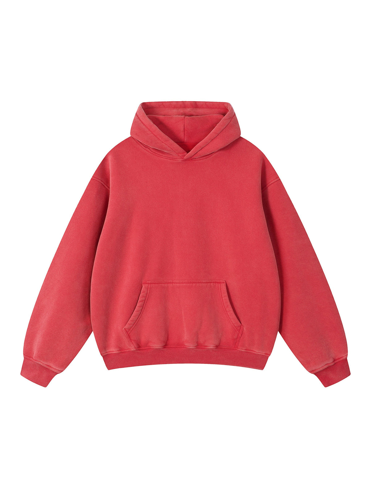 Snow Wash Fleece Oversize Hoodie – Red