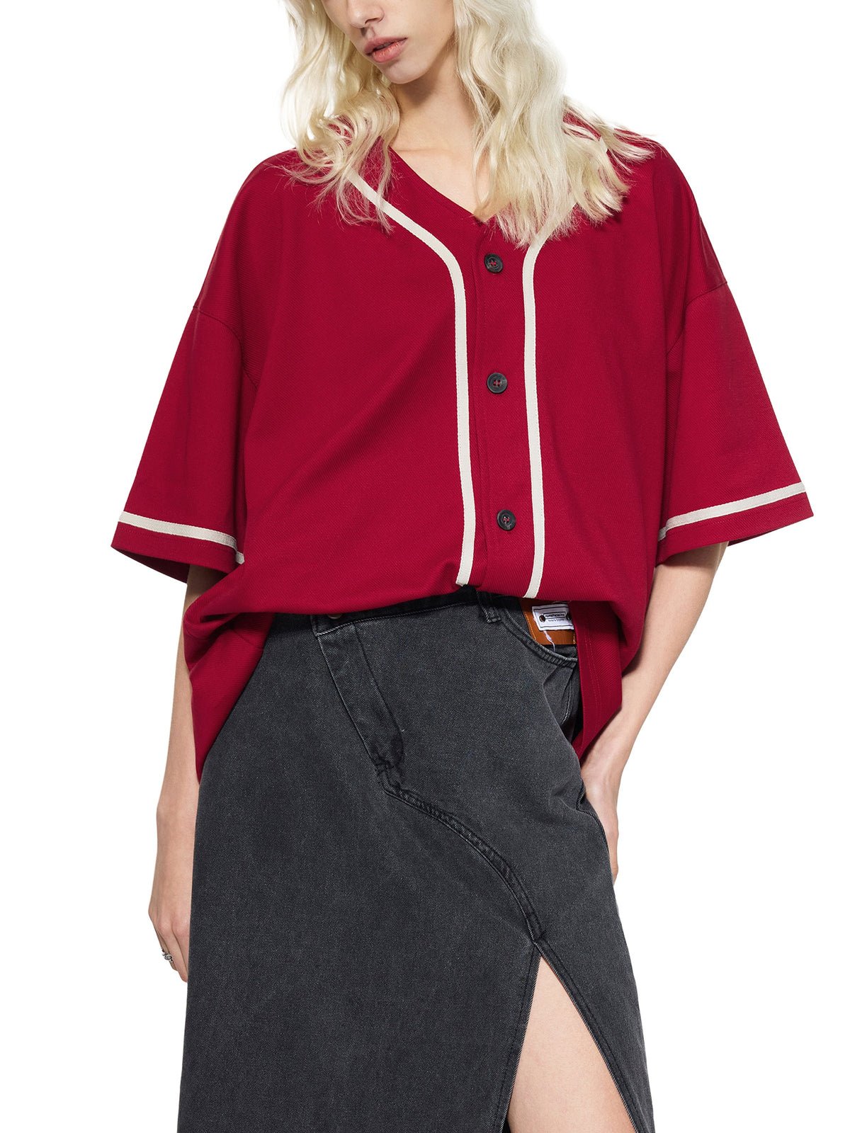 Unisex Contrast Piped Button-Up Jersey gallery view