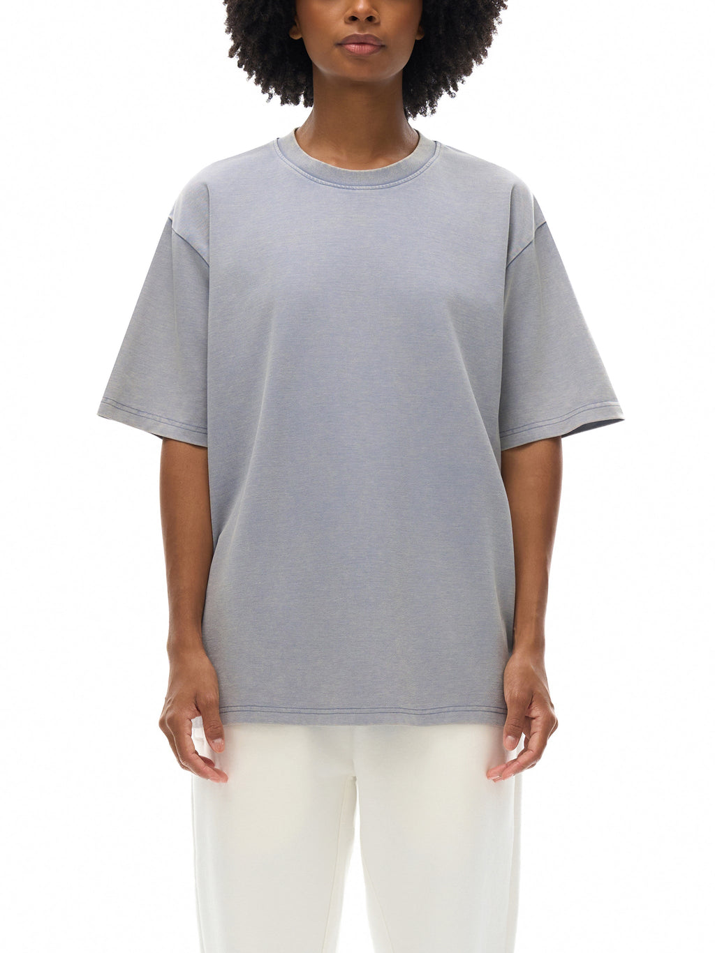 Unisex bamboo slub snow-washed T-shirt lifestyle view