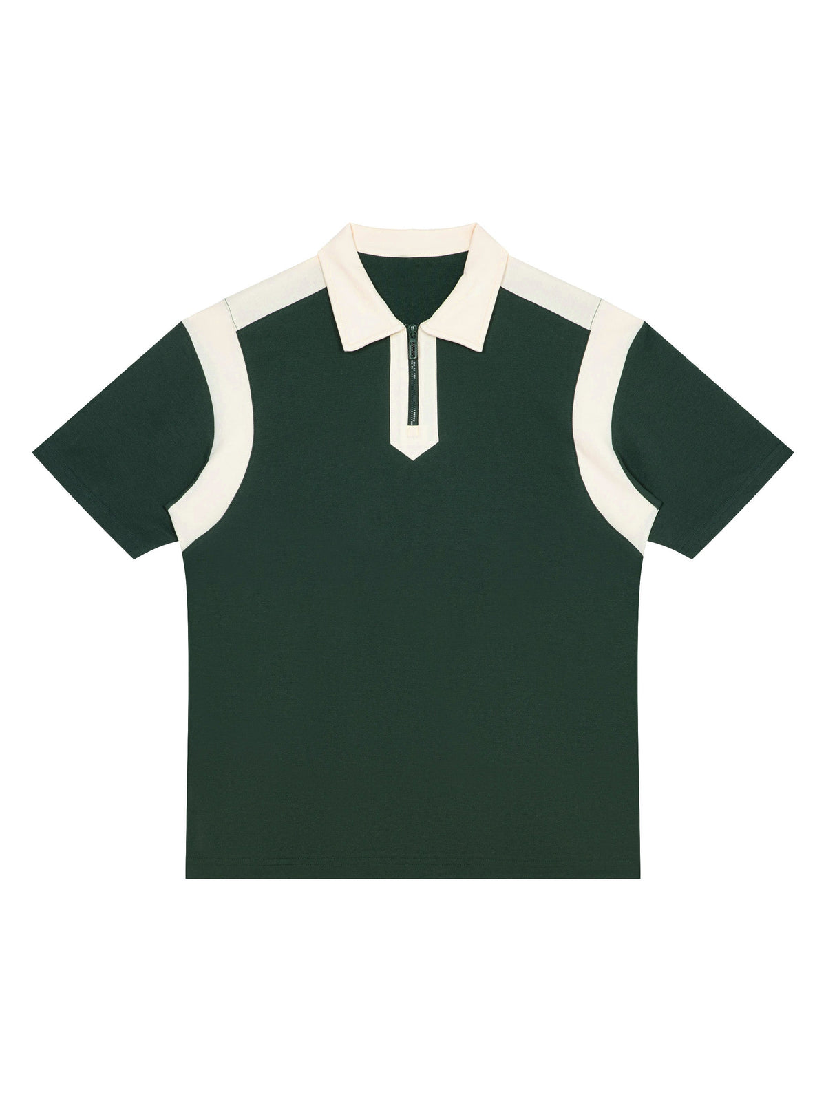Unisex Color Block Quarter Zip Polo Shirt