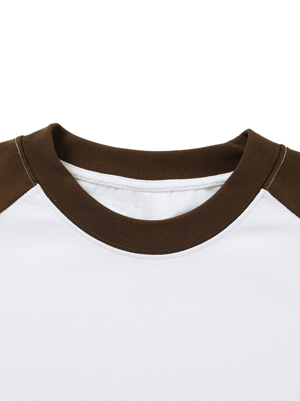 Unisex colour-blocked raglan long-sleeve T-shirt detail view