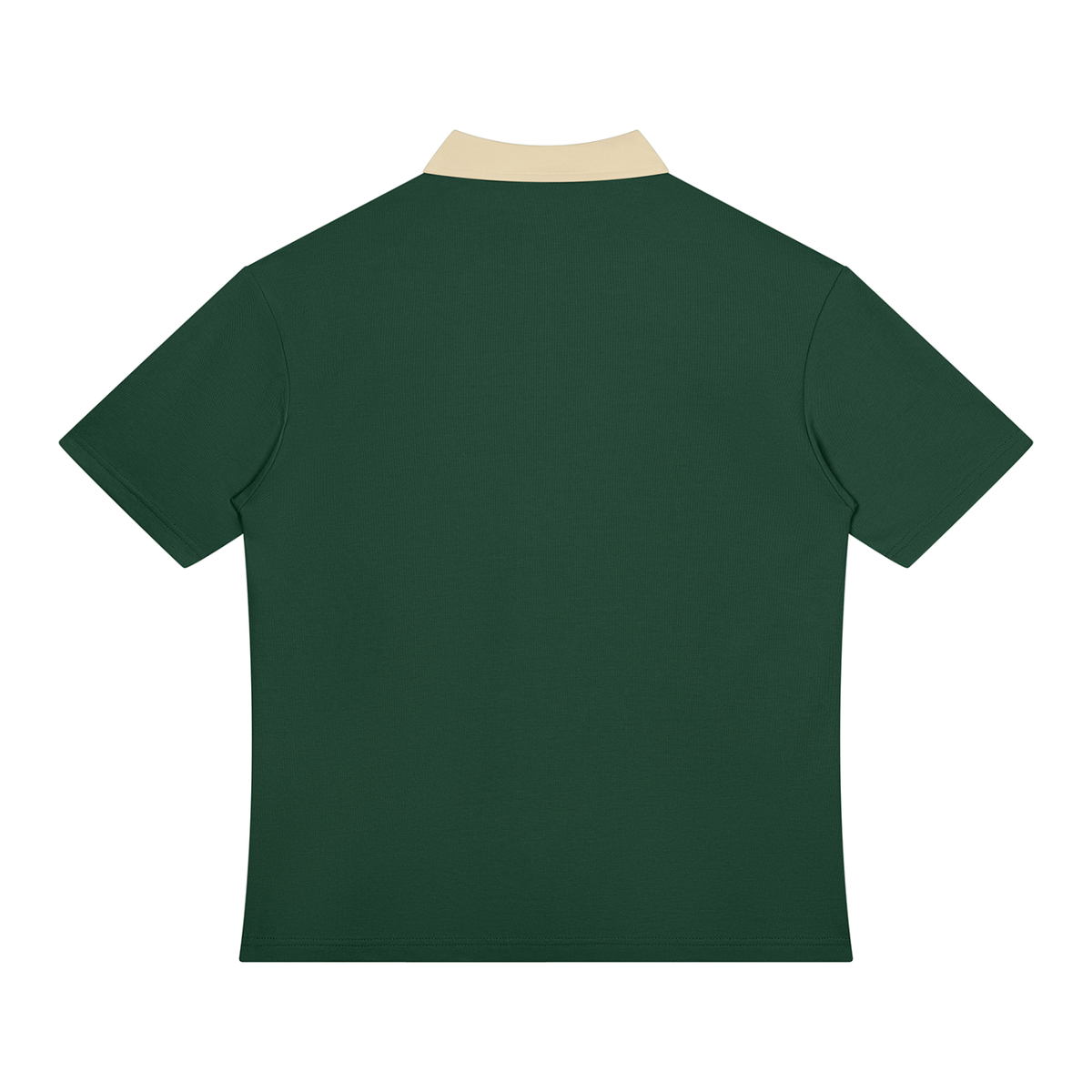 Blackish Green with Apricot Unisex Color Block Quarter-Zip Polo Shirt back product view