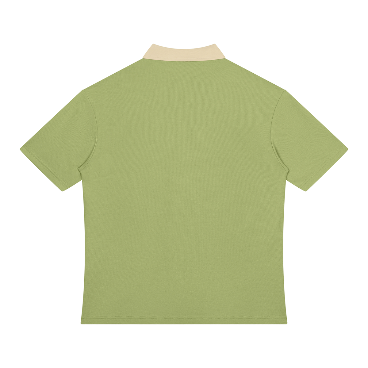 Avocado Green with Beige Camel Unisex Color Block Quarter-Zip Polo Shirt back product view