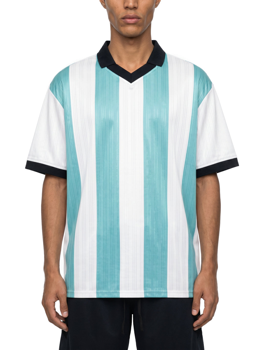Unisex Boxy Striped Collared Soccer Jersey