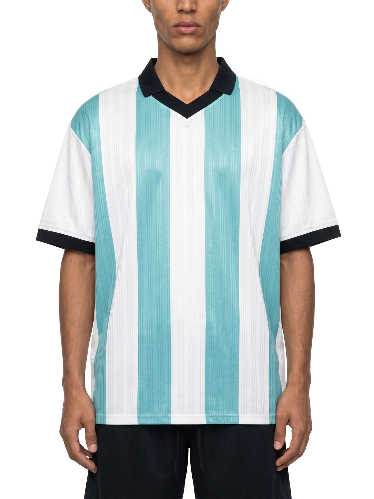 Unisex Boxy Striped Collared Soccer Jersey
