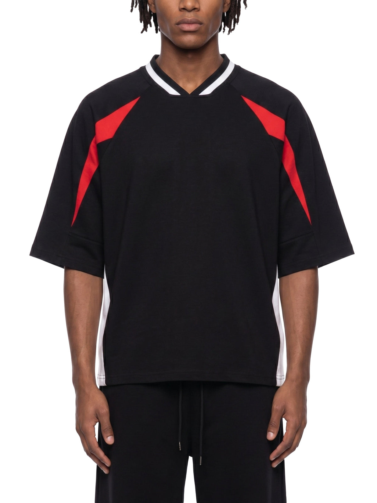 Unisex Oversized Color Block V-Neck T-Shirt
