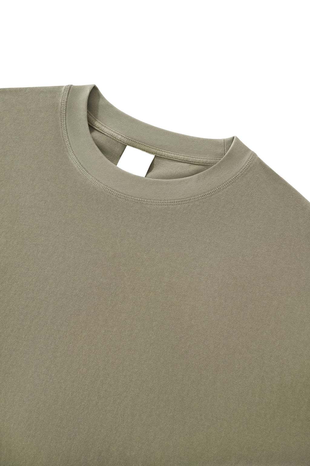 Unisex vintage-washed boxy T-shirt detail view