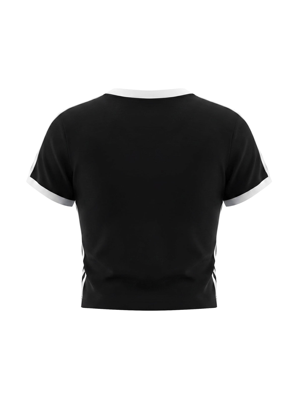 Women's Retro Binding V-Neck Crop T-Shirt