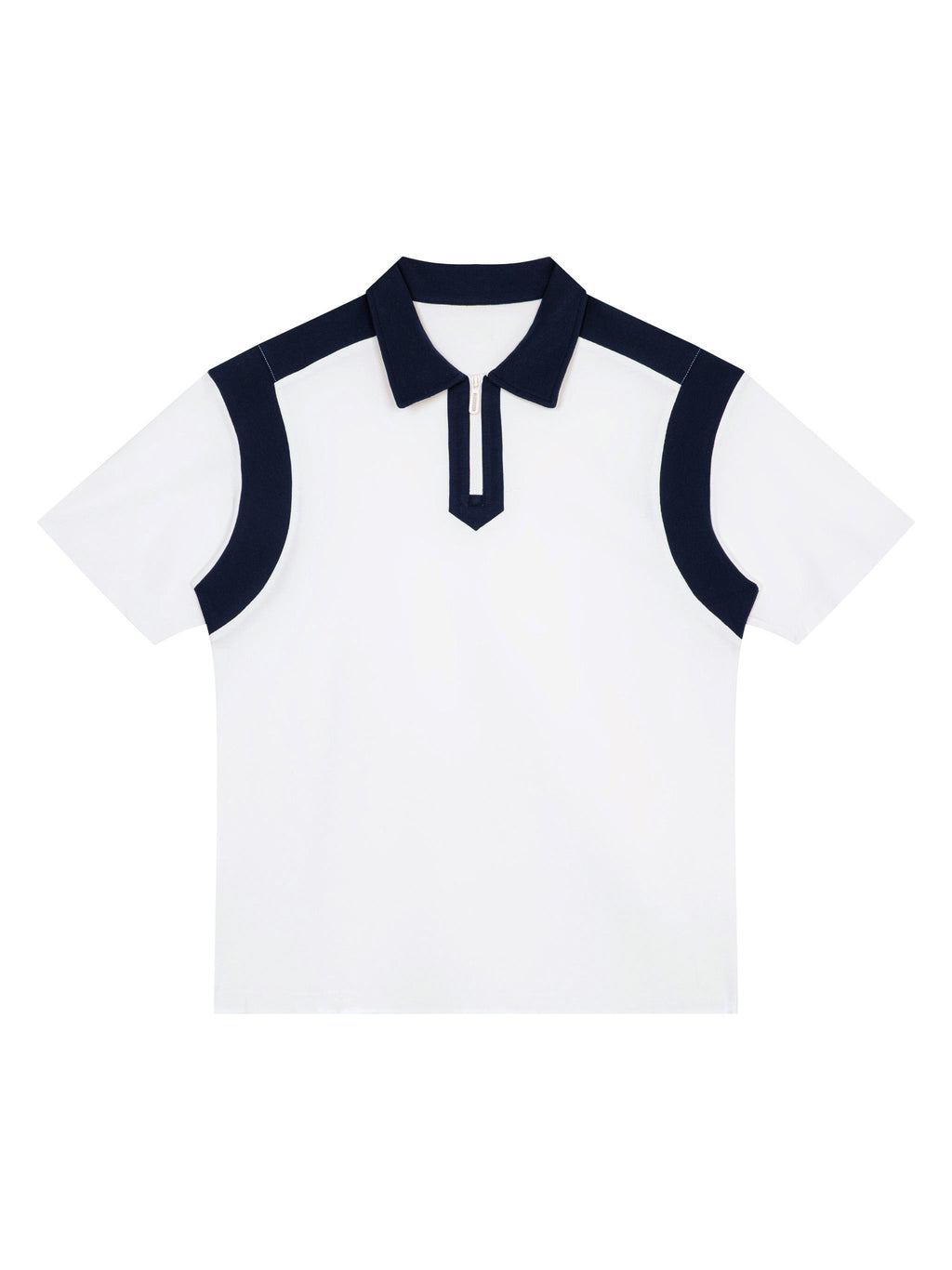 Unisex Color Block Quarter Zip Polo Shirt
