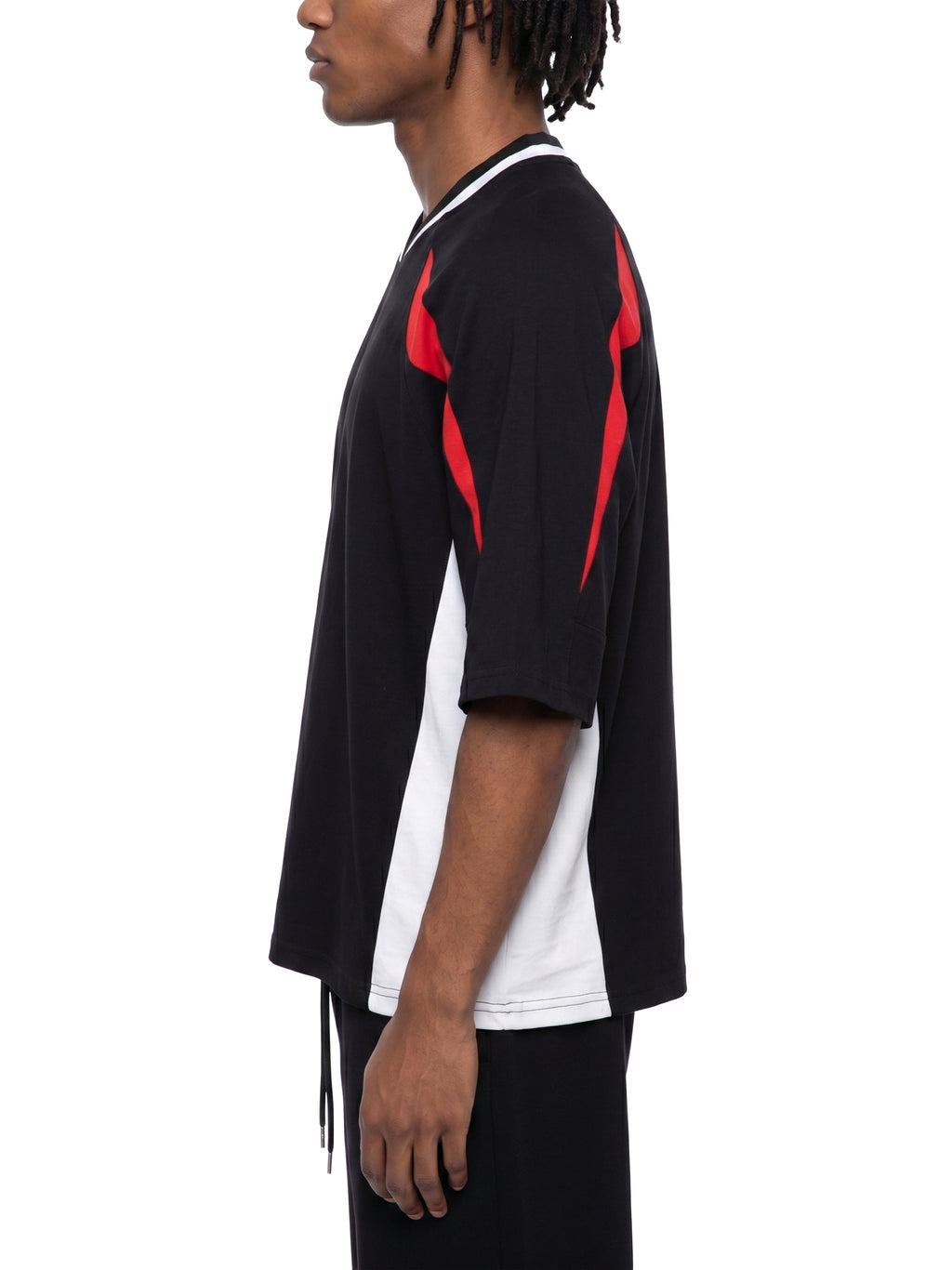 Unisex Oversized Color Block V-Neck T-Shirt