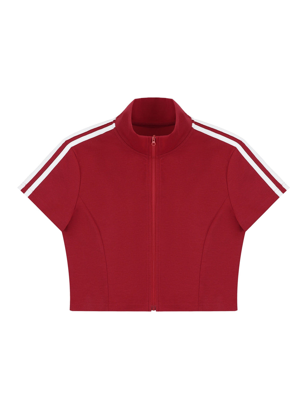 Women's Cropped Full Zip Short Sleeve T-Shirt