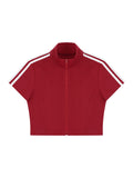 Women's Cropped Full Zip Short Sleeve T-Shirt