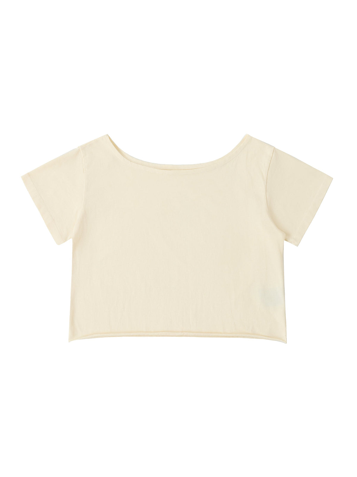 Off-Shoulder Rolled Hem Cotton T-Shirt