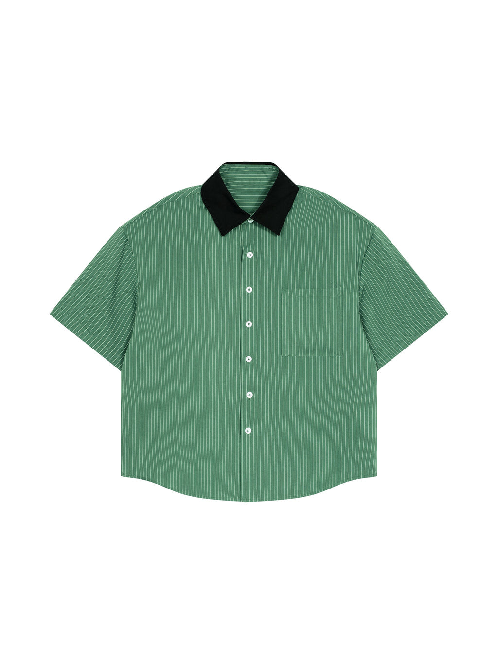 Unisex Striped Boxy Contrast Collar Shirt