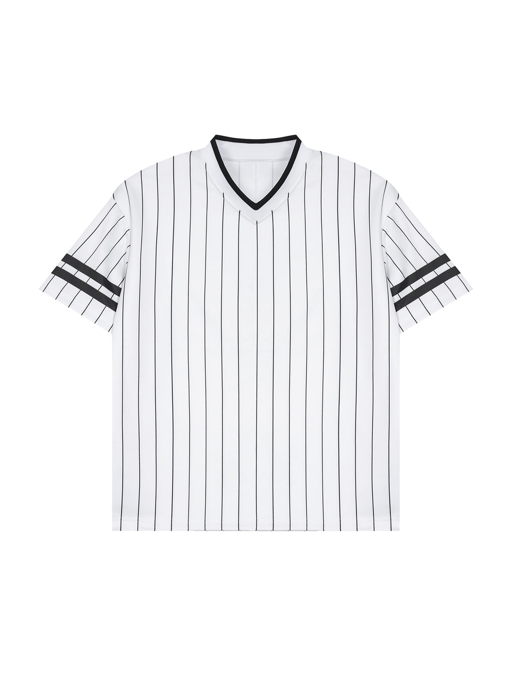 Unisex Striped Loose V-Neck T-Shirt
