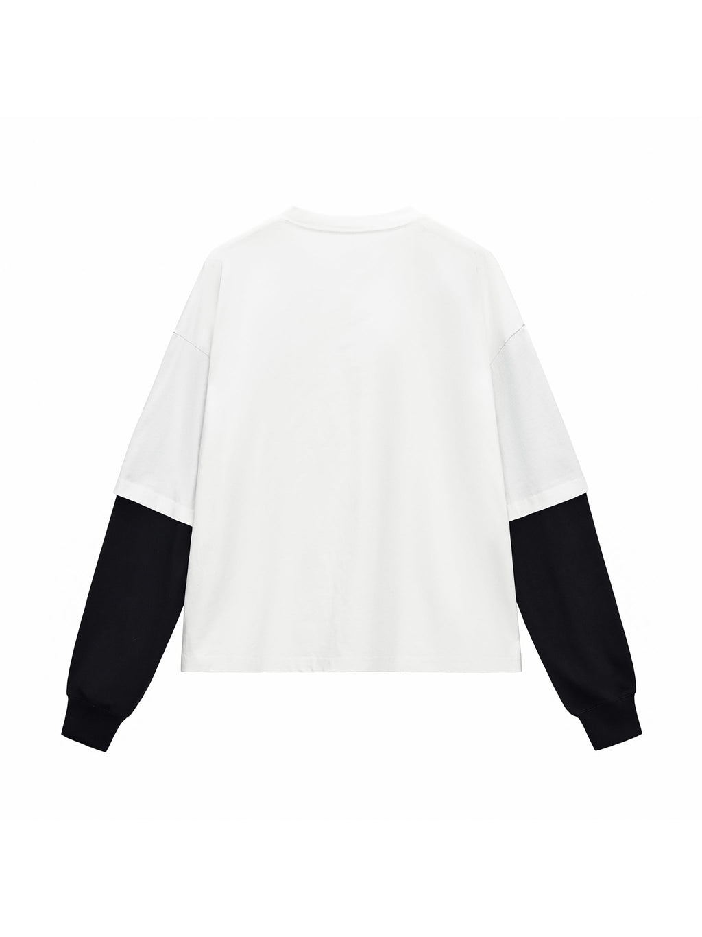 Unisex Layered Contrast-Sleeve Long-Sleeve T-Shirt gallery view