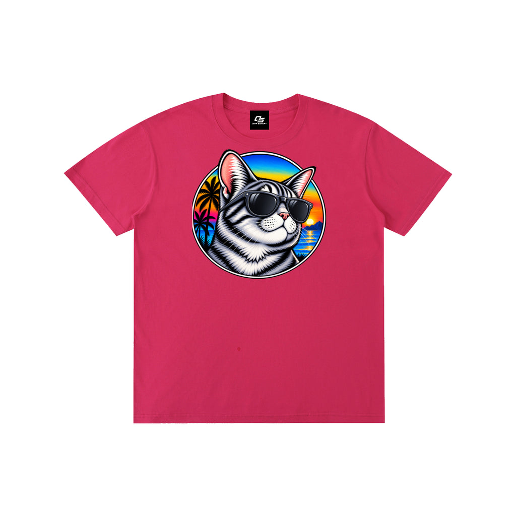 Cool Cat Sunset Pure Cotton Unisex T-Shirt