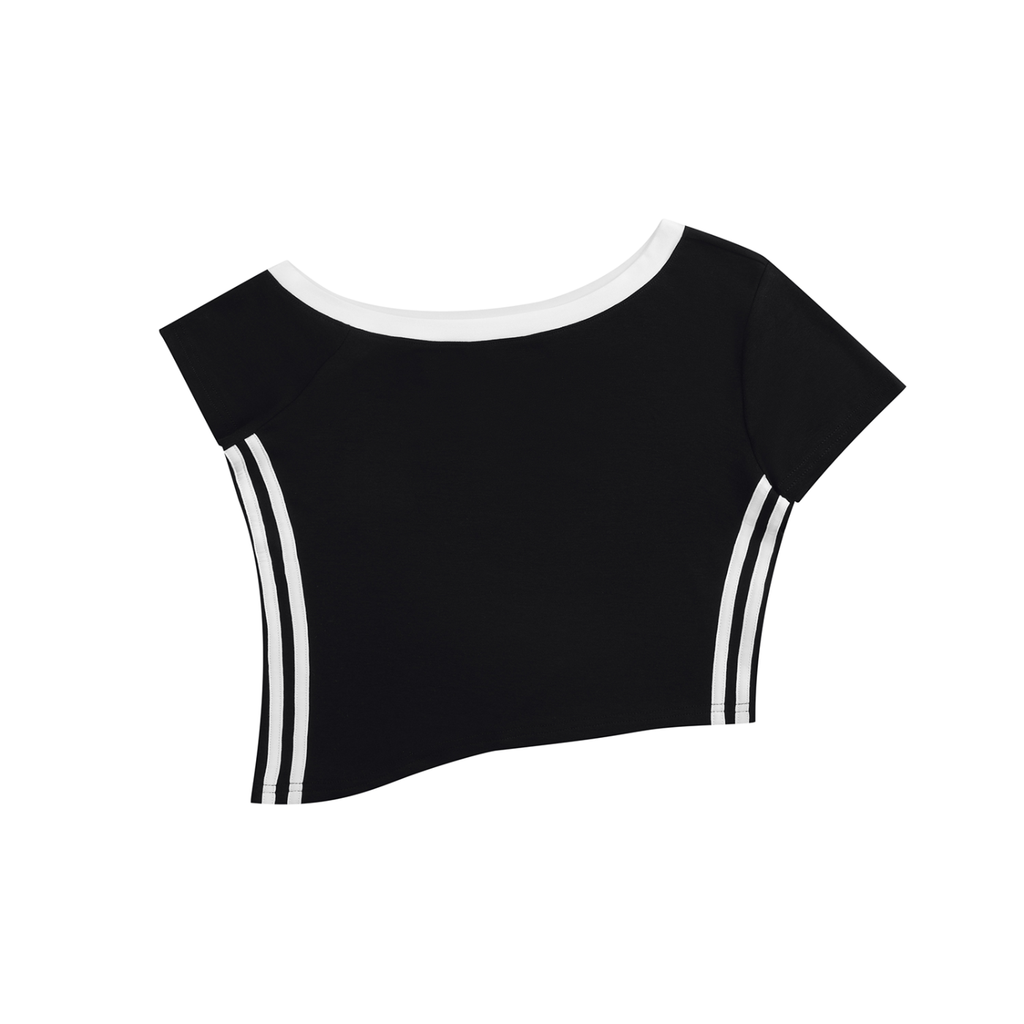 Women's Color Block Off-the-Shoulder T-Shirt