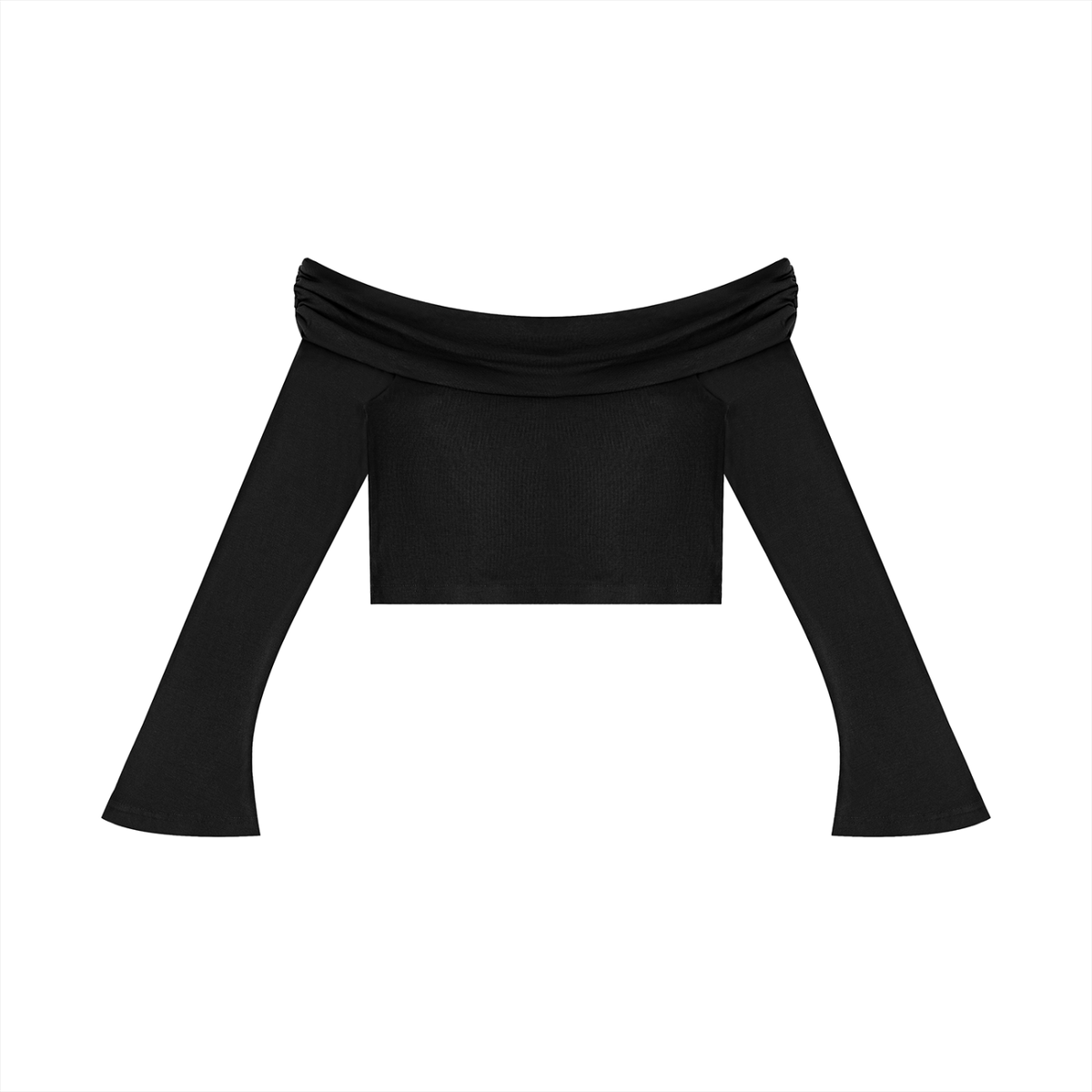 Women's Off-the-Shoulder Bell Sleeve Crop T-Shirt