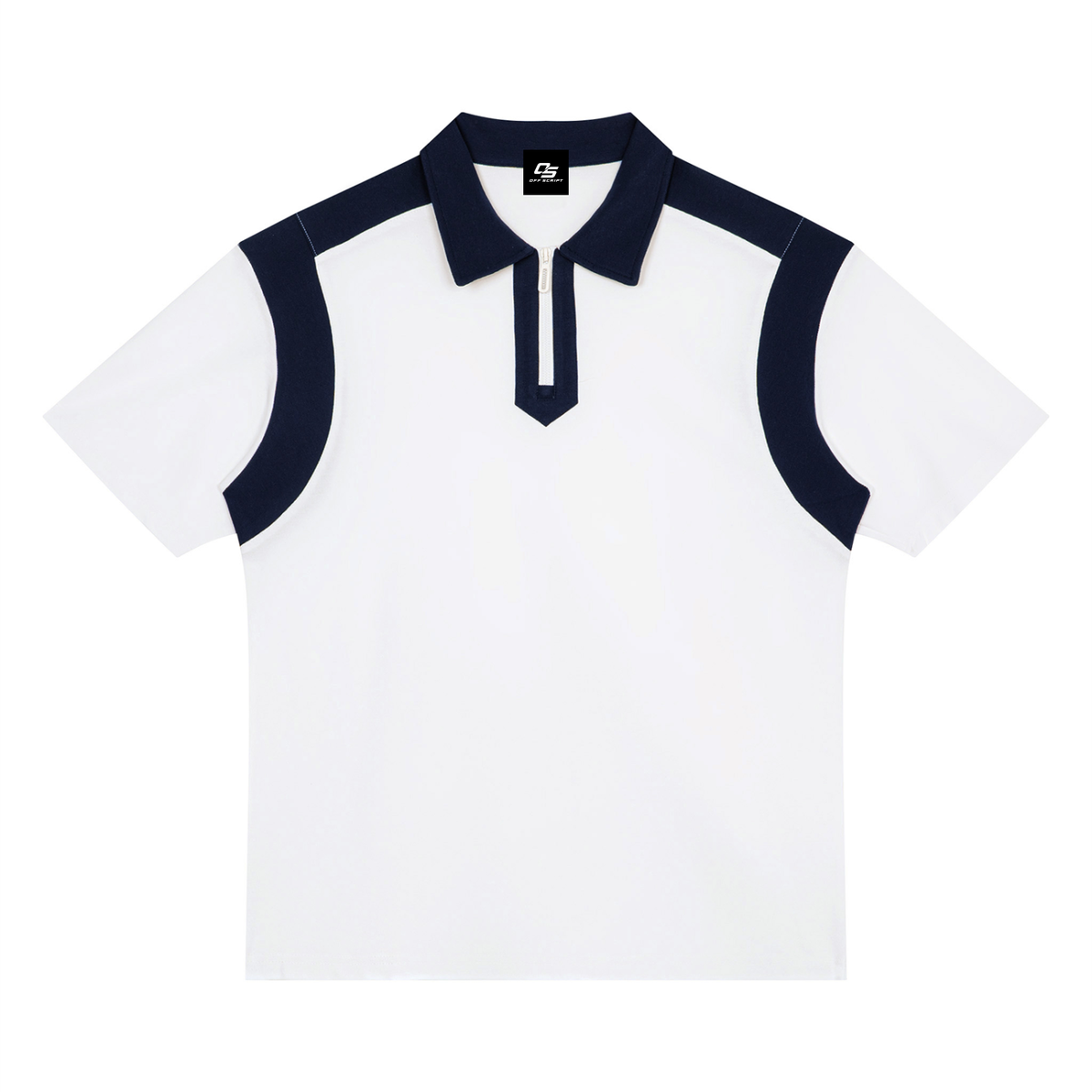 Unisex Color Block Quarter Zip Polo Shirt