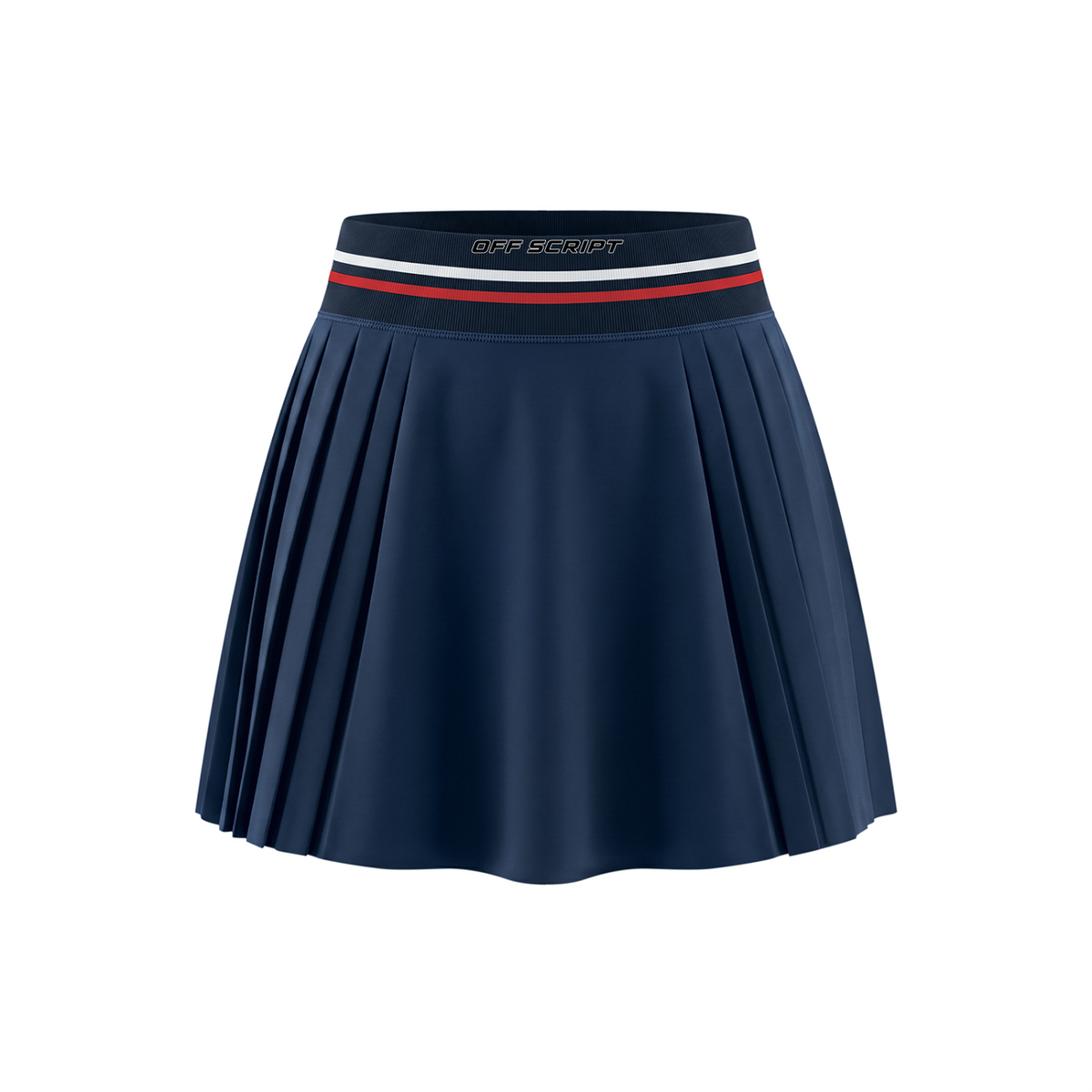 Off Script Women’s Contrast-Stripe Waist Pleated Mini Skirt